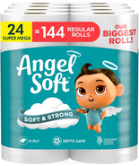 Toilet Paper, 24 Super Mega Rolls = 144 Regular Rolls, Soft and Strong T... - €31,01 EUR