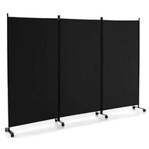3 Panel Folding Room Divider with Lockable Wheels-Black - Color: Black - $93.03