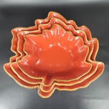 Temptations By Tara Nesting Bowl Platters Harvest Orange Fall Leaf Thank... - $91.90