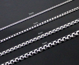 Stainless Steel 2mm/3mm/4mm/5mm Smooth Round Box Men Women Necklace 16&quot;-26&quot; - £4.54 GBP+