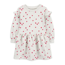 Carter's Child of Mine Toddler Girls' Long Sleeve Dress Red Hearts Size 18 Mos - £13.17 GBP