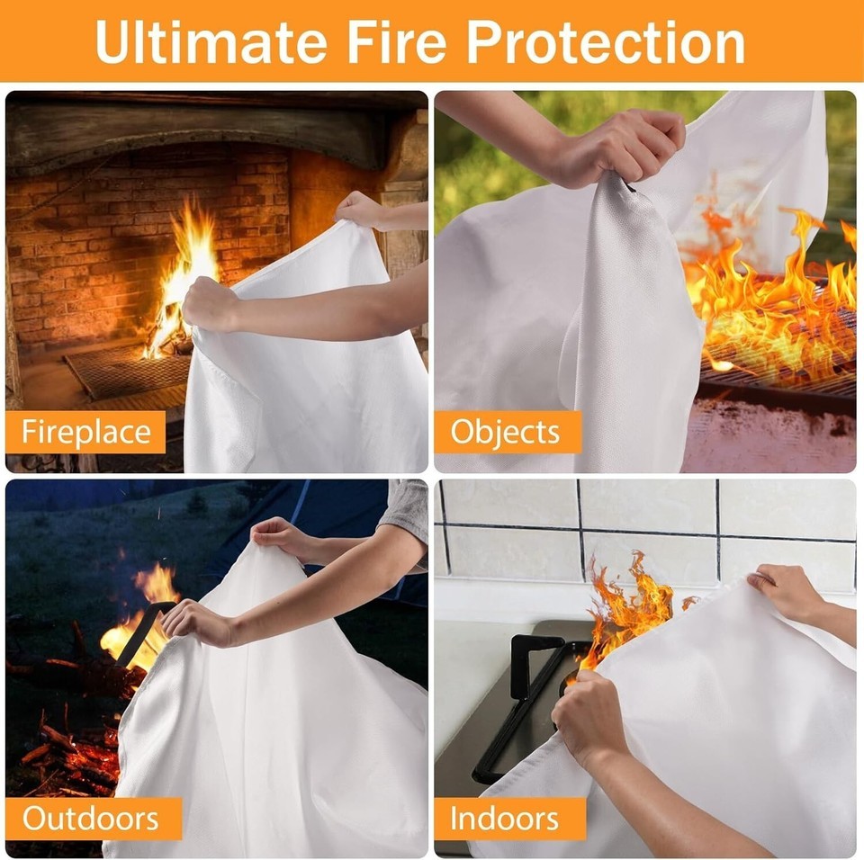 Lightweight Fire Suppression Blanket - 4 Pack, 39" x 39" Waterproof Fiberglass Item image 4