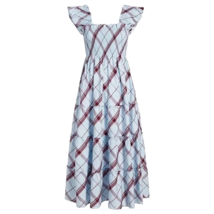 NWT Hill House Ellie Nap Dress in Blue Matilda Plaid Smocked Midi Ruffle S - £111.90 GBP
