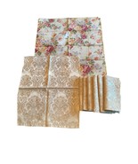 Lot of 8 Cloth Napkins 7 Taupe Damask 14x16 1 Rose 18x18 - $19.72