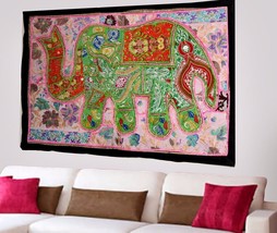 Indischer Vintage Baumwolle Wandteppich Ethno Elefant Hängedeko Hippie X63 - £19.94 GBP