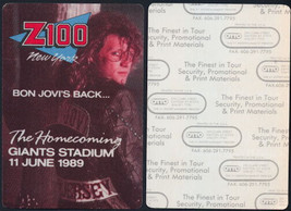 Bon Jovi Z100 Radio Station Cloth Pass from the 1989 &quot;The HomeComing&quot; Concert.. - £3.17 GBP