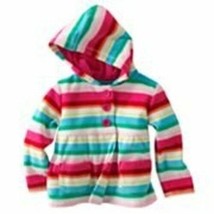Girls Cardigan Sweater Carters Striped Fleece Long Sleeve Hoodie-sz 12 months - £5.45 GBP