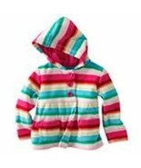 Girls Cardigan Sweater Carters Striped Fleece Long Sleeve Hoodie-sz 12 m... - £5.44 GBP
