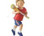 Red and Blue Young Boy Lacrosse Player Christmas Ornament  - $12.87