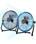 14 Inch Twin Pack Industrial High Velocity Metal Floor Fan 3 Speed Settings - $134.47 CAD