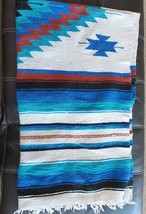 Vintage Mexican Serape Saltillo Blanket Woven Stripes Southwest Wool 40”... - £136.36 GBP