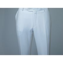 Men's MONO Turkey Slacks Wool Blend Plain Front Slim Fit 2534-10 White image 5