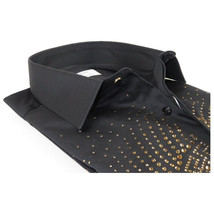 Mens CEREMONIA Shirt 100% Cotton Medusa Medallion Rhine Stones #stn 15 vrs black image 3