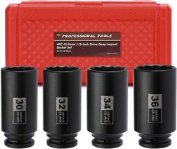 Juego de dados de impacto profundos 1/2 pulgada para tuerca de eje 30-36 mm - $35.85