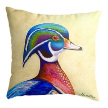 Betsy Drake Mr. Wood Duck Small Noncorded Pillow 12x12 - £38.94 GBP