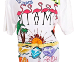 Embellished Flamingo Novelty Tee Shirt Miami South Beach Size M - $9.89