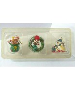 JOYBRITE Ornaments Boxed Set of 3 Puppy Dog Santa Hat Bear Wreath Snowma... - £14.84 GBP