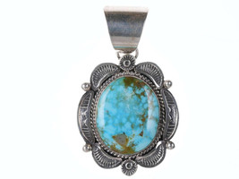 Ella Linkin Navajo Turquoise Sterling Stampwork pendant - £217.14 GBP