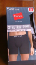 Hanes Premium Stretch Tagless Boxer Briefs Fresh IQ wicking no rideup 5 PK Small - £7.76 GBP