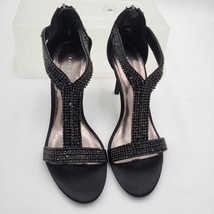 Kate Preston Black Rhinestone Strappy Sandals 3.5&quot; heels Size 9.5 See Pics - £13.34 GBP