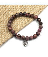 Natural Black Rhodonite Buddha 8 mm Beaded 7.5&quot; Stratchable Bracelet BBB-24 - £9.24 GBP