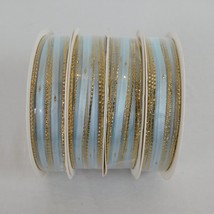 Bow Making Ribbon Lot of 4 Blue w/Gold Edges 1.5&quot; Wide x 5 Yds Each Poly... - $9.75