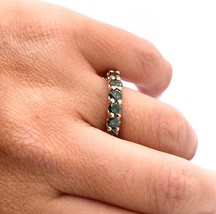 14K Rose Gold U Shape Eternity Round Fancy Green Natural Diamond Ring 3.... - $4,949.98