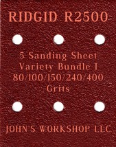 RIDGID R2500 - 80/100/150/240/400 Grits - 5 Sandpaper Variety Bundle I - $4.99