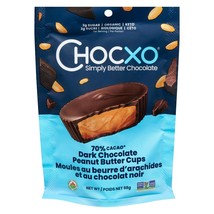 2 Bags of Chocxo Organic Dark Chocolate Peanut Butter Cups 70% Cacao 98g Each - £23.20 GBP