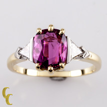 Authenticity Guarantee 
1.50 Carat Ruby with Trillion Diamond Accent 18k Yell... - £2,317.50 GBP
