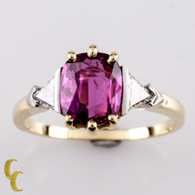 Authenticity Guarantee 
1.50 Carat Ruby with Trillion Diamond Accent 18k Yell... - £2,310.47 GBP