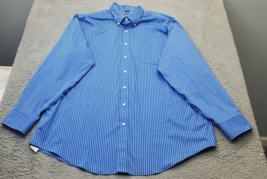 Kenneth Cole Reaction Dress Shirt Mens 2XL Blue Non Iron Regular Fit Long Sleeve - $18.49