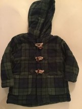 Infants Size 18 mo Kids Headquarters coat hoodie green blue plaid - £8.44 GBP