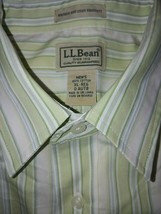 L.L. B EAN Mens Ls GREEN/WHITE Striped BUTTON-DOWN Cotton Dress SHIRT-XL REG-NWOT - £14.11 GBP