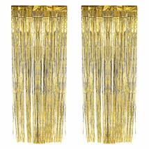 Metallic Yellow Gold Fringe Foil Curtain - Hanging Party Decorations for... - £10.58 GBP