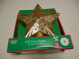 LED Christmas Tree Topper lighted gold star red green blue lights - £3.60 GBP