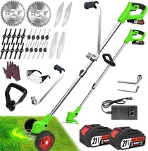 Weed Eater Battery Powered, 21V Electric Weed Wacker Cordless Weedeater With 2 - £64.81 GBP