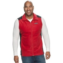 Columbia Mens Steens Mountain Red Fleece Zip Front Hand Pockets Vest size Medium - $27.92