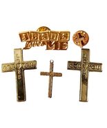 1970-90s MCM Lot Of 5 Christian Pins Pendants Vintage Gold Tone Crucifix... - €11,52 EUR