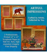Majestic Elephants-Set of 2 Tribute Personalized Wall Art or Scrapbook P... - $35.03 CAD