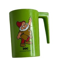 Vintage Walt Disney Plastic Doc Green Mug Cup w/Handle  Snow White And 7 Dwarfs - $6.89