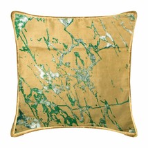 16 x 16 inch Painted Foil Beige Gold Velvet Throw Pillow Cover - £24.92 GBP+