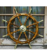 36 InchAnchor Big Ship Steering Wheel Wooden Antique Style Nautical Pira... - £138.84 GBP