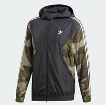 New Adidas Originals Camo Windbreaker Camouflage Jacket Hoodie DV2049 - £104.47 GBP