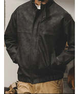 Men&#39;s Plus Size Zip Up Stand Collar Biker Jacket - $62.49