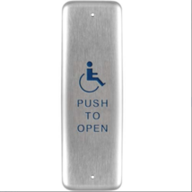 BEA Jamb Stainless Push Plate Blue Text and Logo &quot;Push to Open&quot; 10PBJ1 - £33.47 GBP