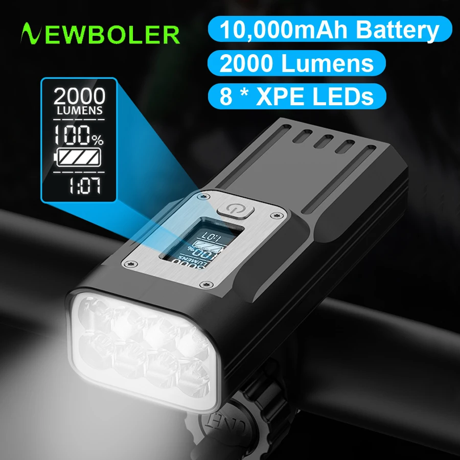 Newboler 10000mA Bike Light Front 2000 Lumen 8 Led Bicycle Lights Usb - £32.67 GBP+