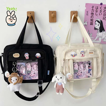 Japanese High School Girls Crossbody Bags Nylon Book Bag Transparent Women  - £15.97 GBP+