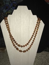 Vintage Double-Stranded, Amber Orange Squeeze Clasp Beaded Necklace - £2.62 GBP