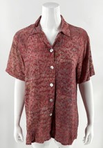 The Territory Ahead Top Size M Red Gray Printed Button Up Collared Shirt Womens - £18.51 GBP